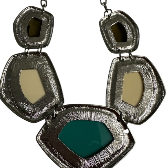 NWT Bansri Turquoise Chunky Statement Necklace in Silver tone NEW - Picture 8 of 14